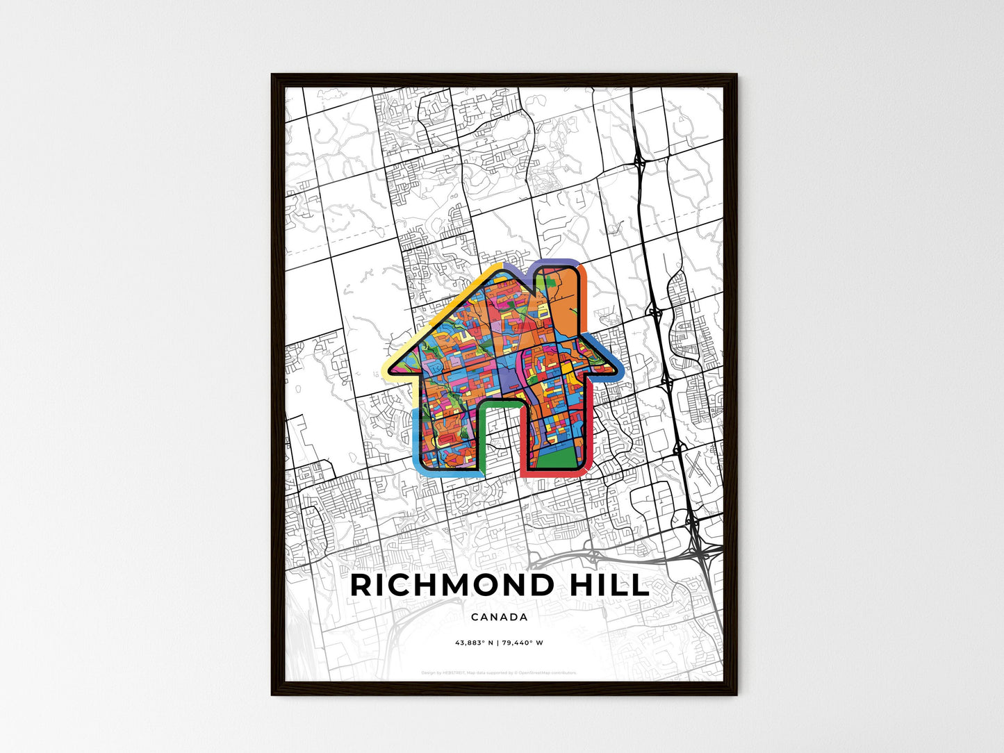 Richmond Hill Canada wedding art map with home icon