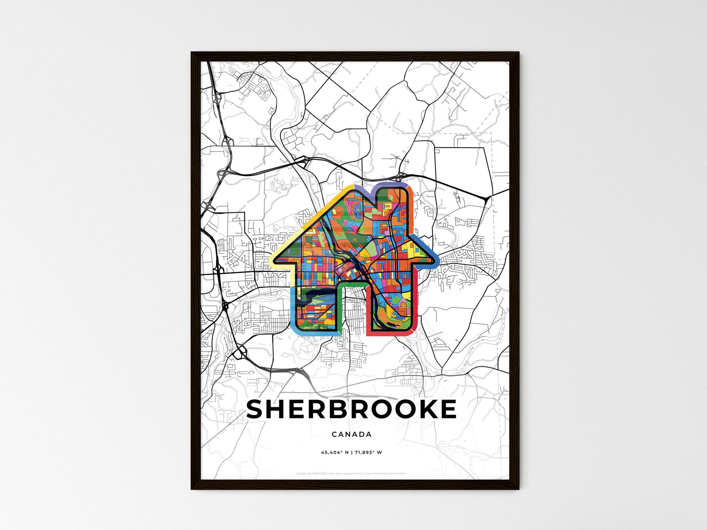 SHERBROOKE CANADA minimal art map with a colorful icon. Style 3