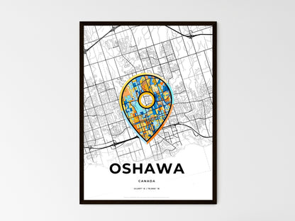OSHAWA CANADA minimal art map with a colorful icon. Style 1