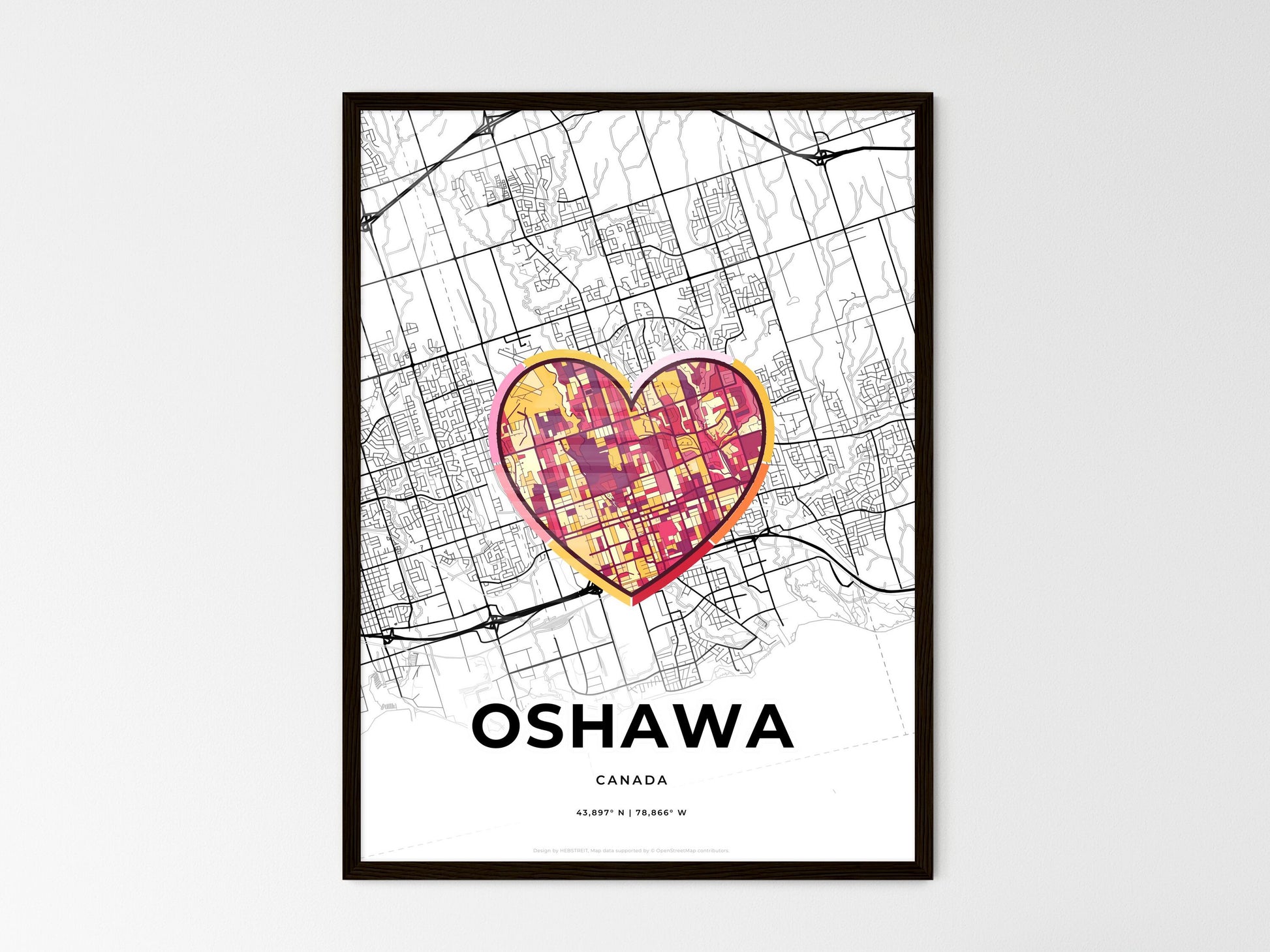 OSHAWA CANADA minimal art map with a colorful icon. Style 2