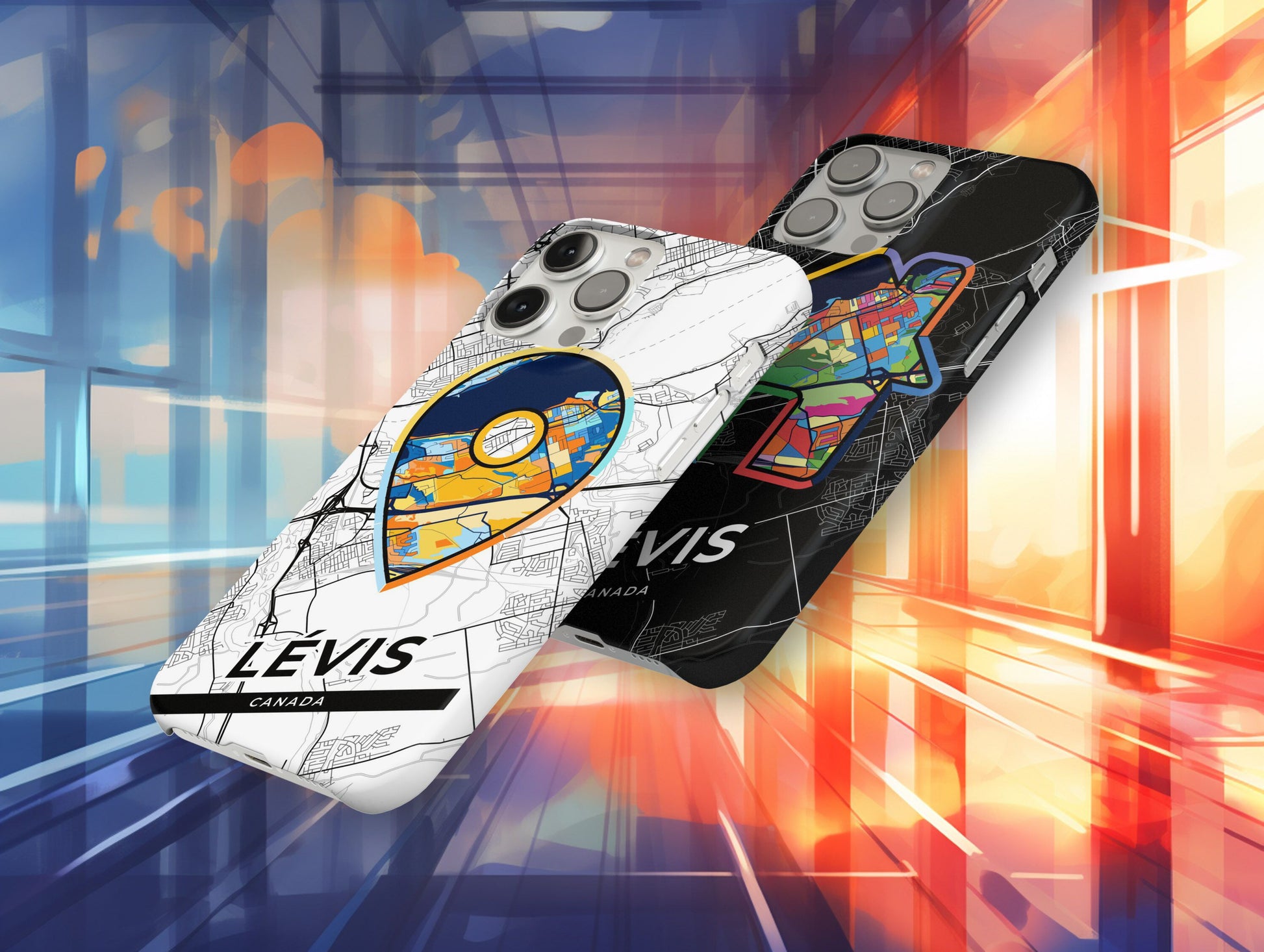 Lévis Canada slim phone case with colorful icon. Birthday, wedding or housewarming gift. Couple match cases.