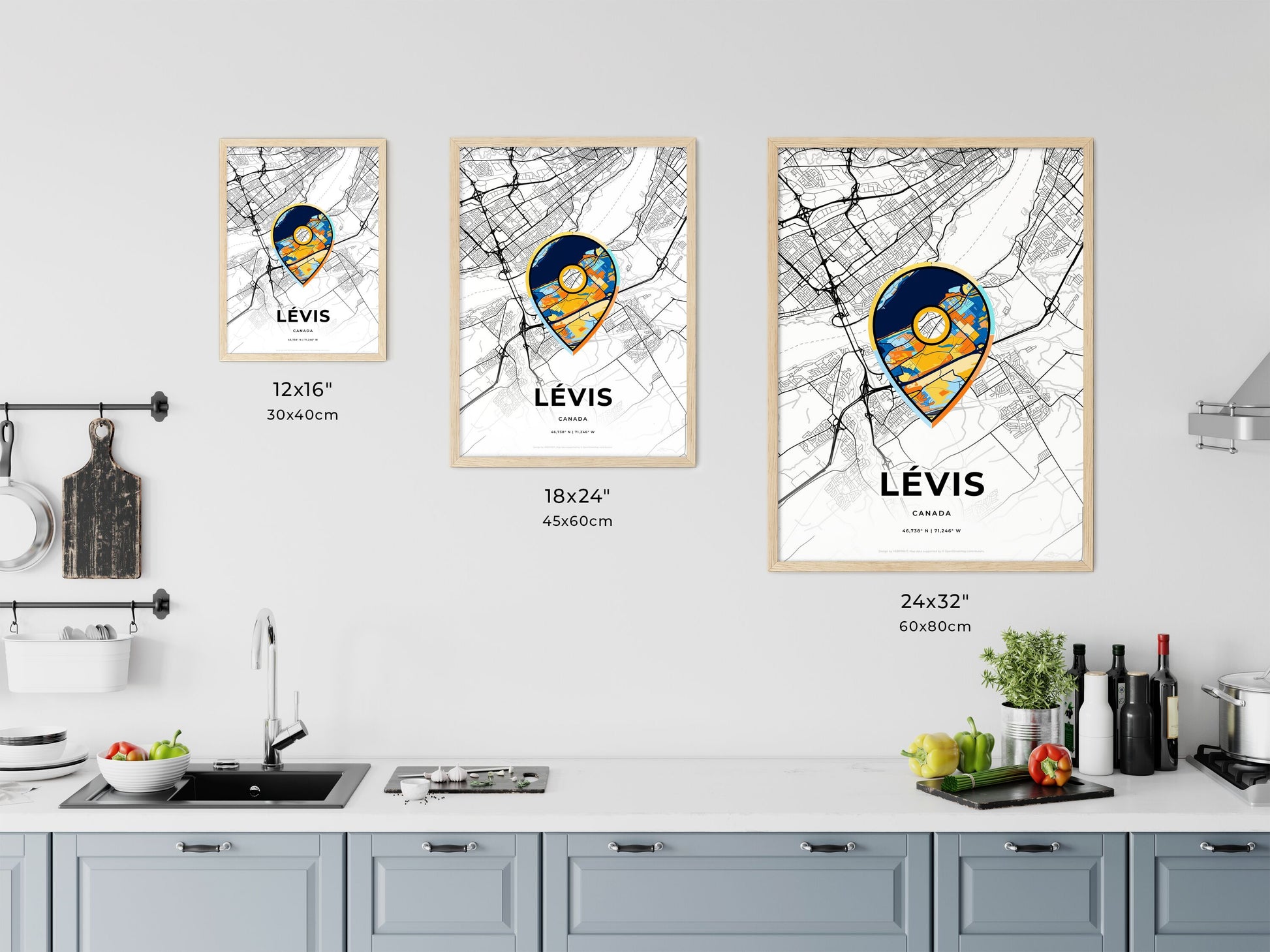 Lévis Canada art map size chart