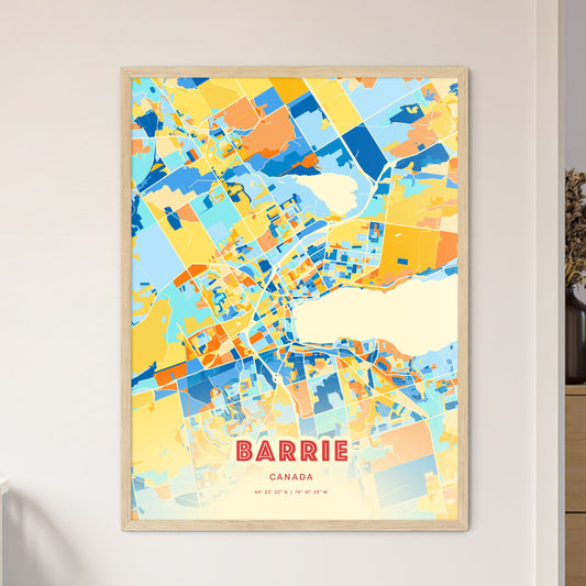 Colorful Barrie Canada Fine Art Map Blue Orange