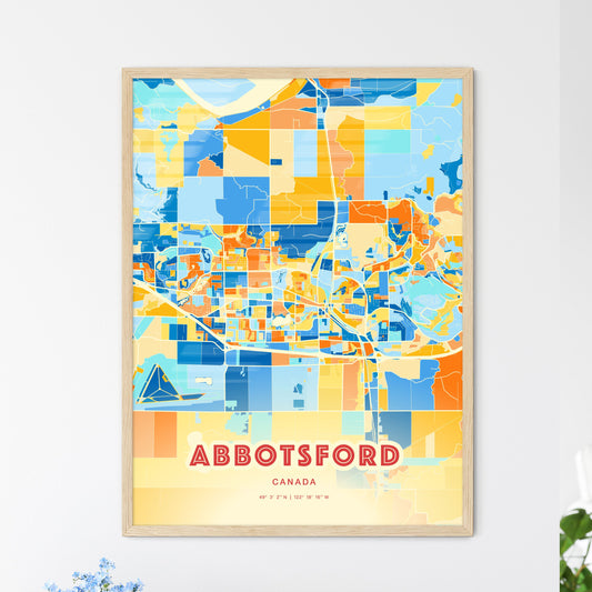 Colorful ABBOTSFORD CANADA Fine Art Map Blue Orange