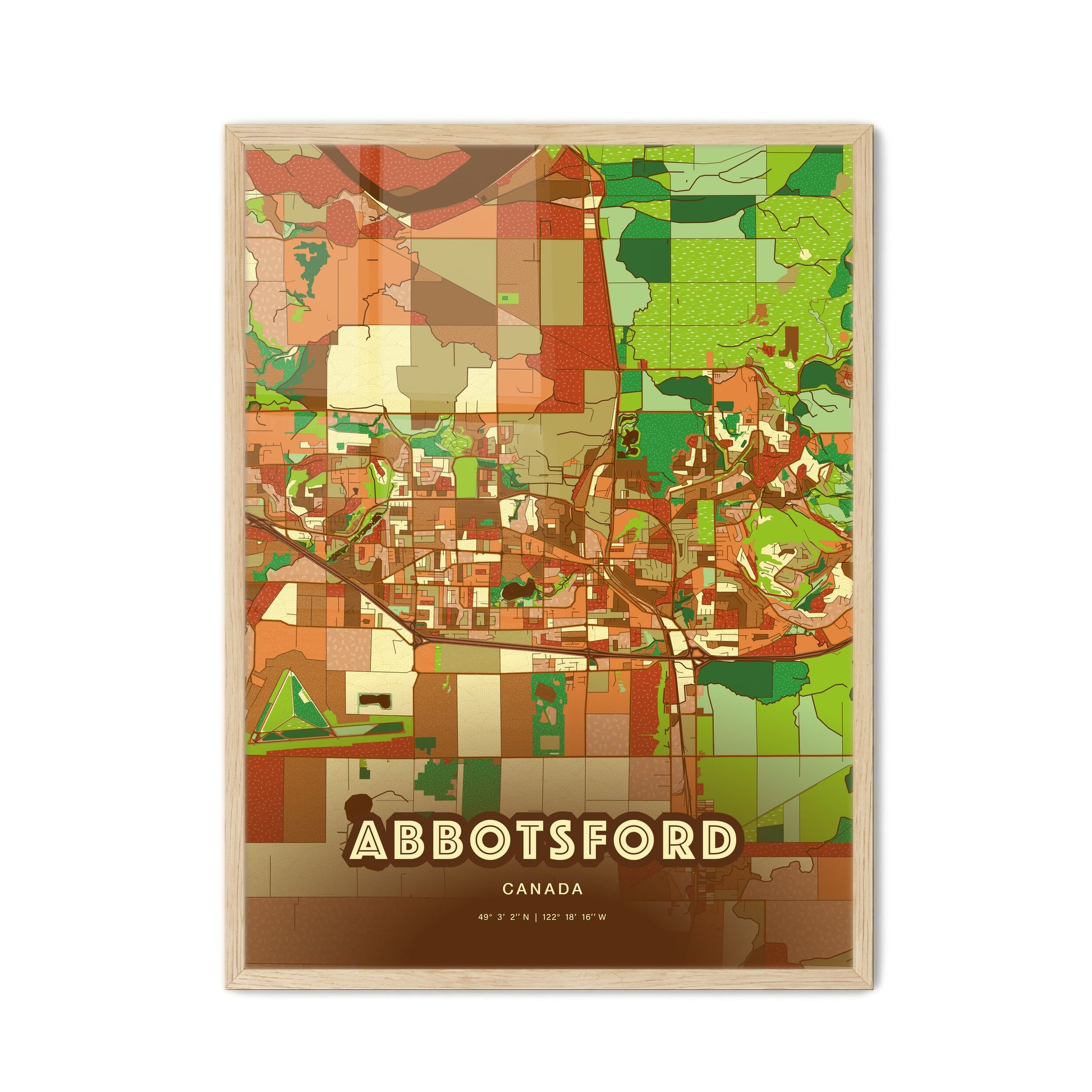 Colorful ABBOTSFORD CANADA Fine Art Map Farmhouse