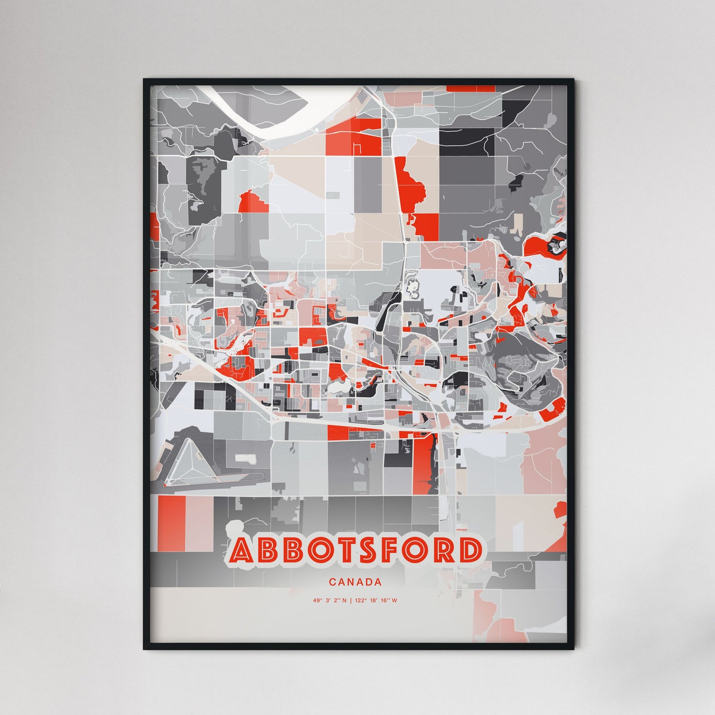 Colorful ABBOTSFORD CANADA Fine Art Map Modern