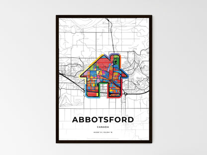ABBOTSFORD CANADA minimal art map with a colorful icon. Where it all began, Couple map gift. Style 3