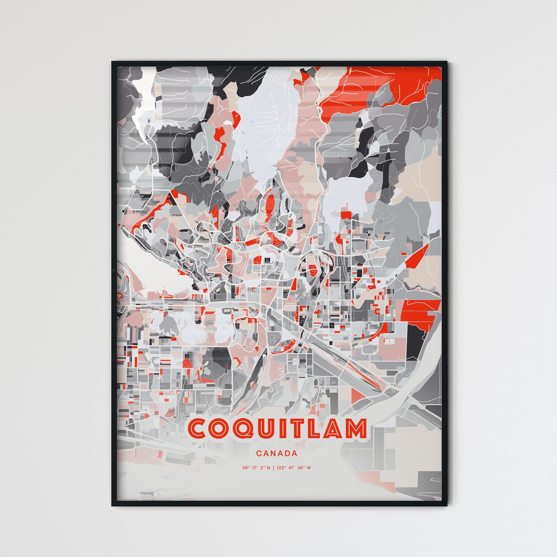 Colorful COQUITLAM CANADA Fine Art Map Modern