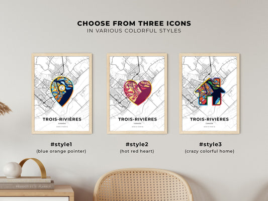 Trois-Rivières Canada maps with colorful icons