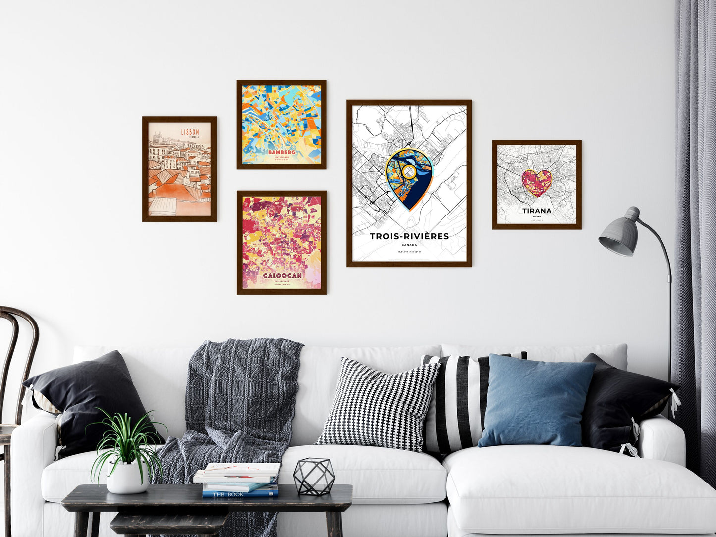 Trois-Rivières Canada wall art with creative maps