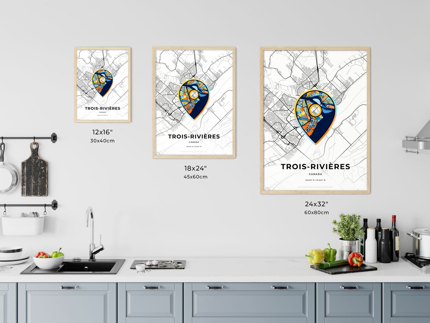 Trois-Rivières Canada art map size chart