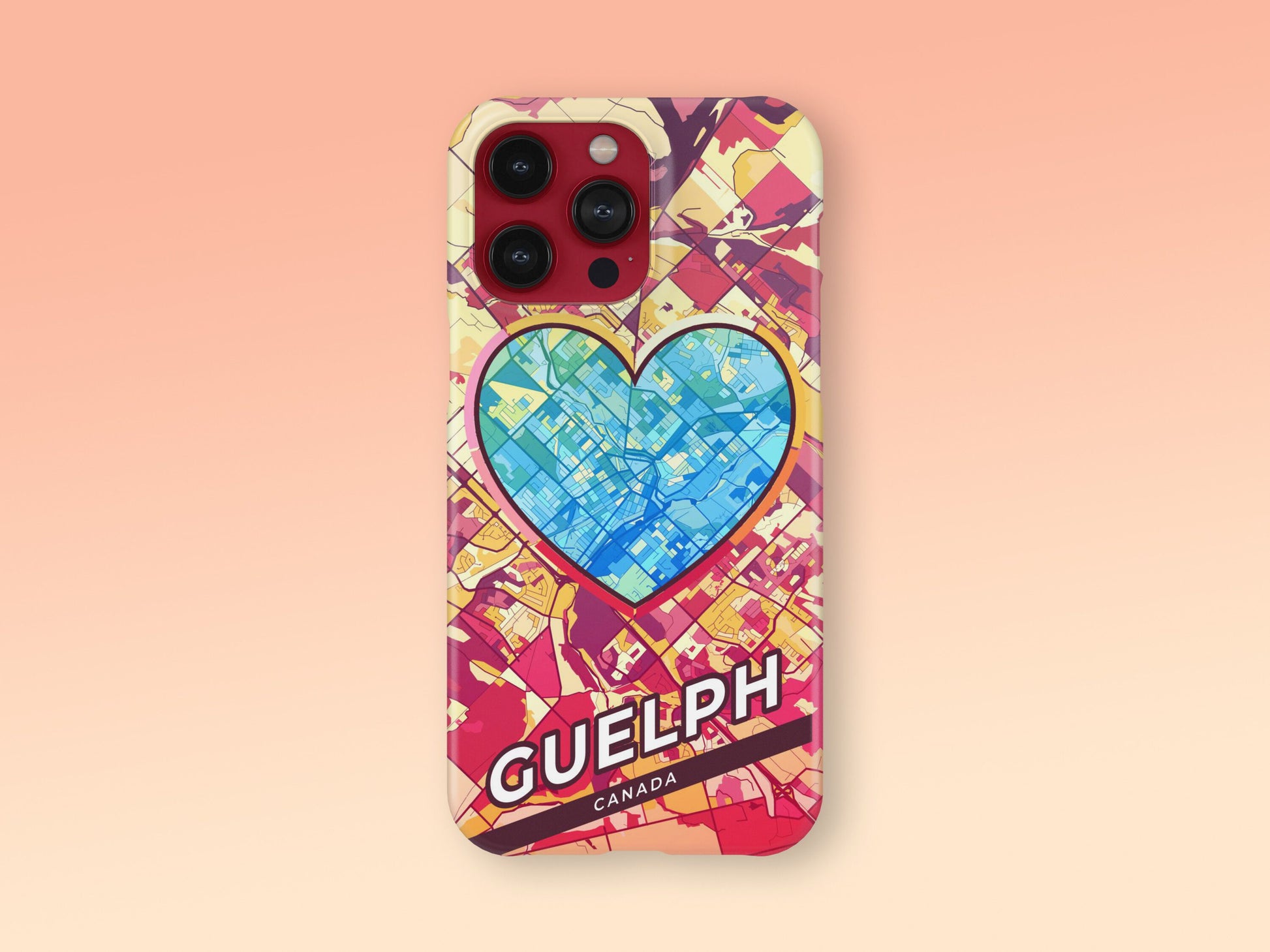Guelph Canada slim phone case with colorful icon. Birthday, wedding or housewarming gift. Couple match cases. 2