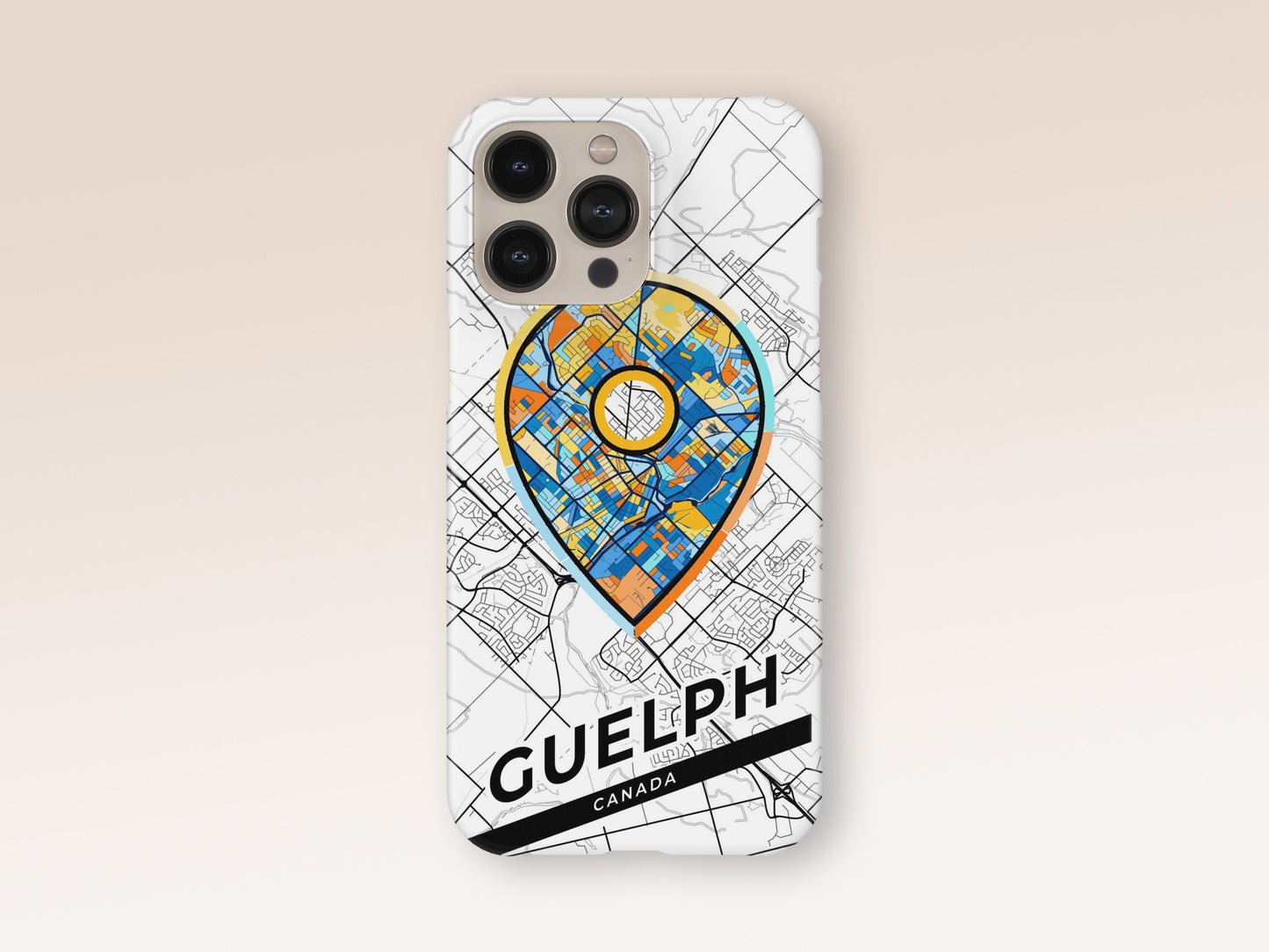 Guelph Canada slim phone case with colorful icon. Birthday, wedding or housewarming gift. Couple match cases. 1