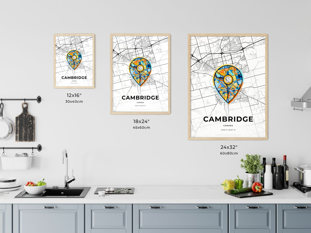 Cambridge Canada art map size chart