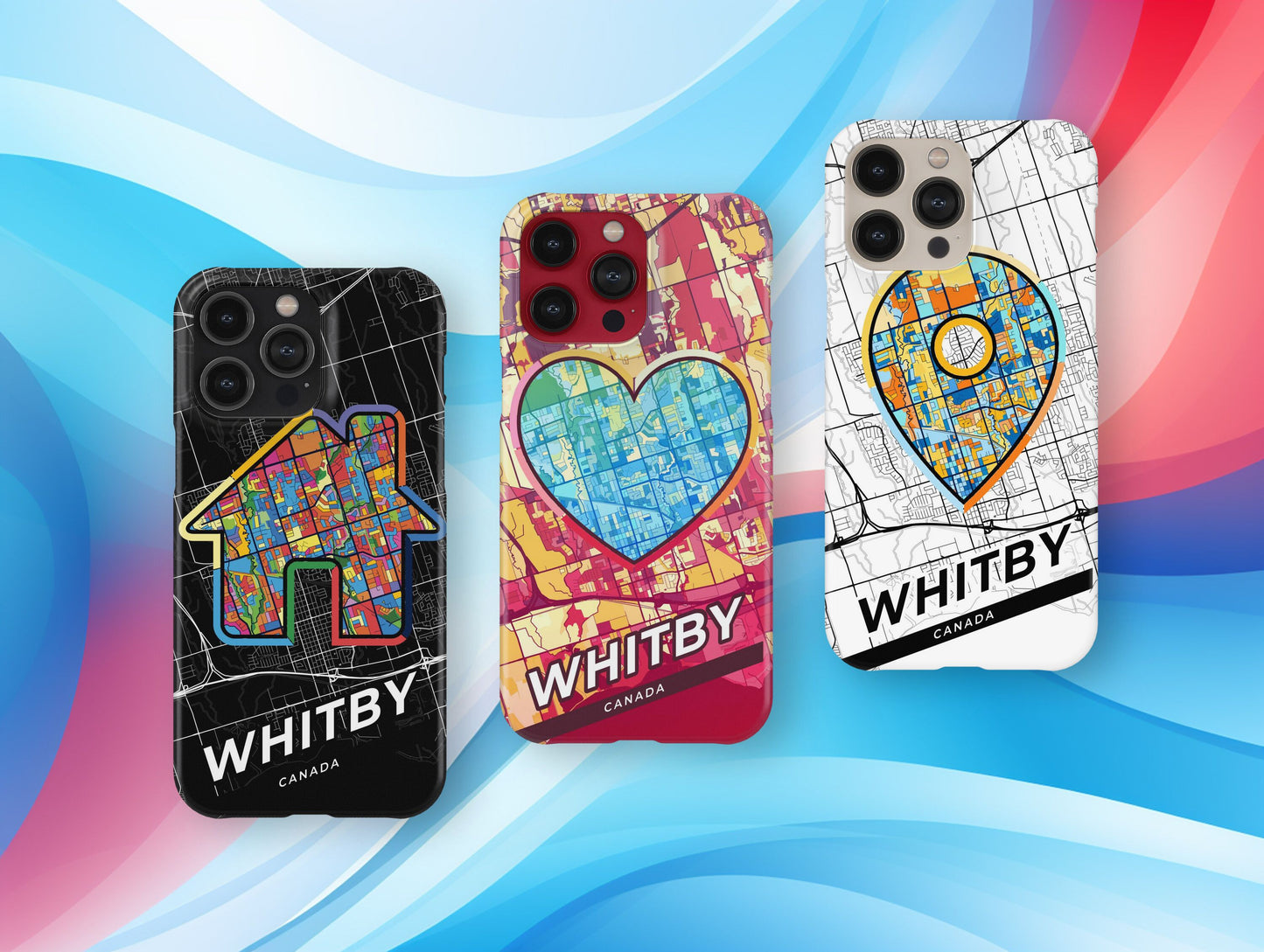 Whitby Canada slim phone case with colorful icon