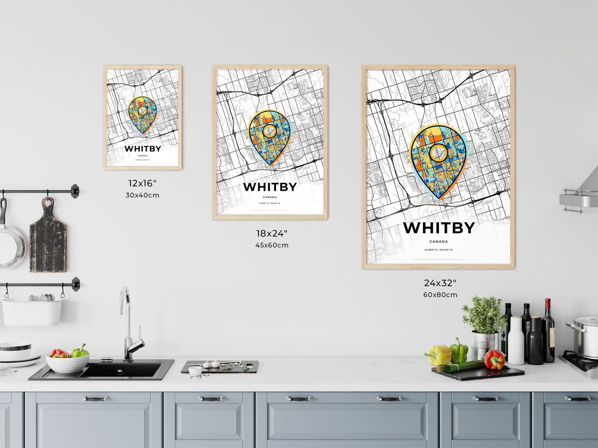 Whitby Canada art map size chart