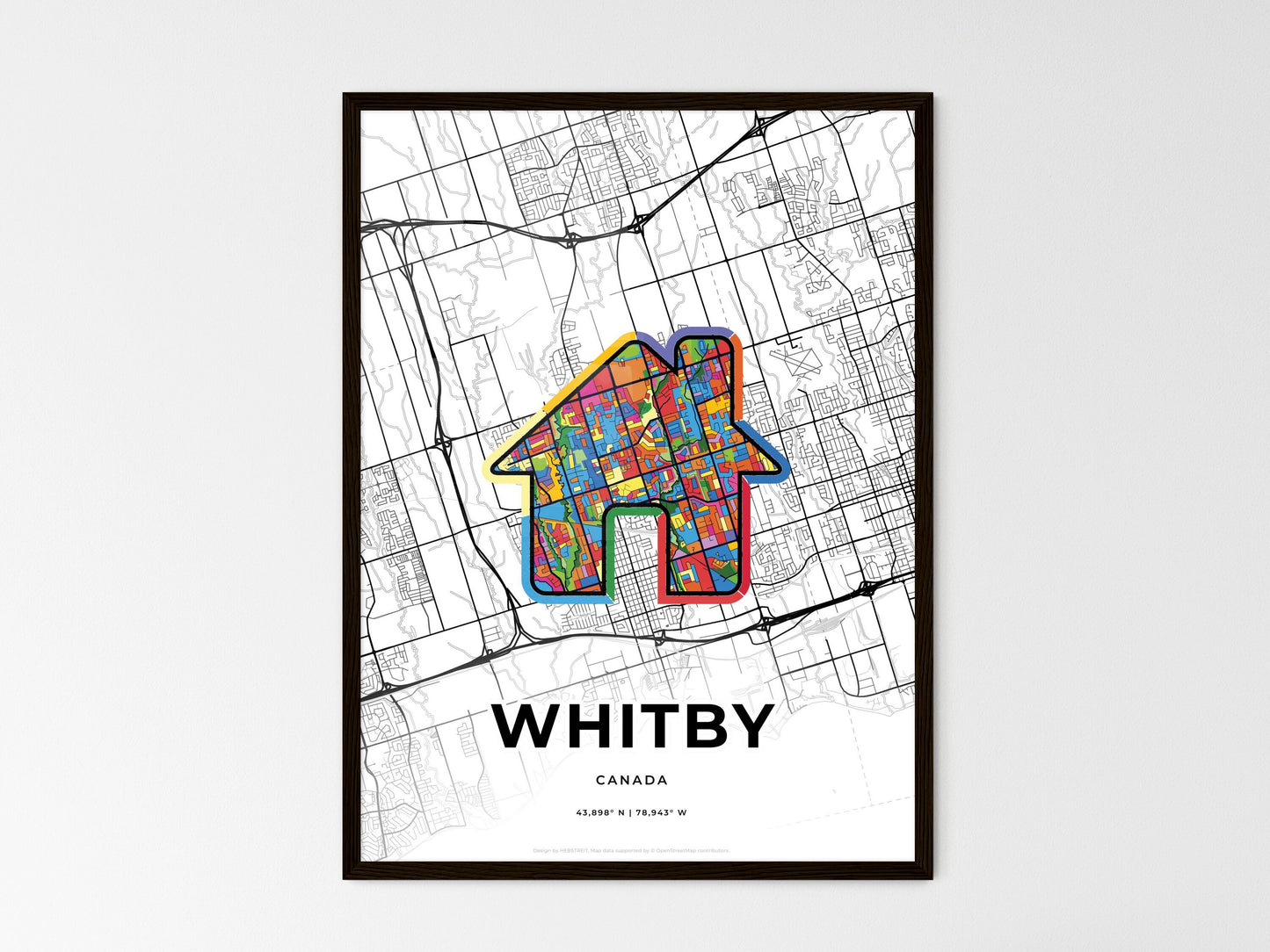 Whitby Canada wedding art map with home icon