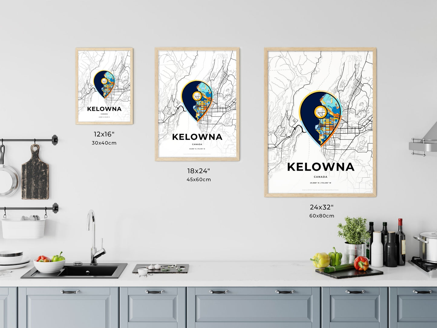 Kelowna Canada art map size chart