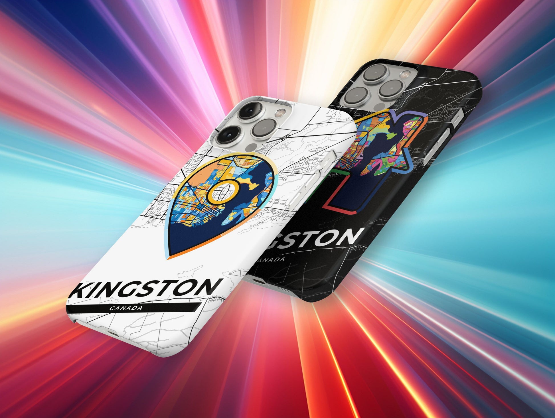 Kingston Canada slim phone case with colorful icon. Birthday, wedding or housewarming gift. Couple match cases.