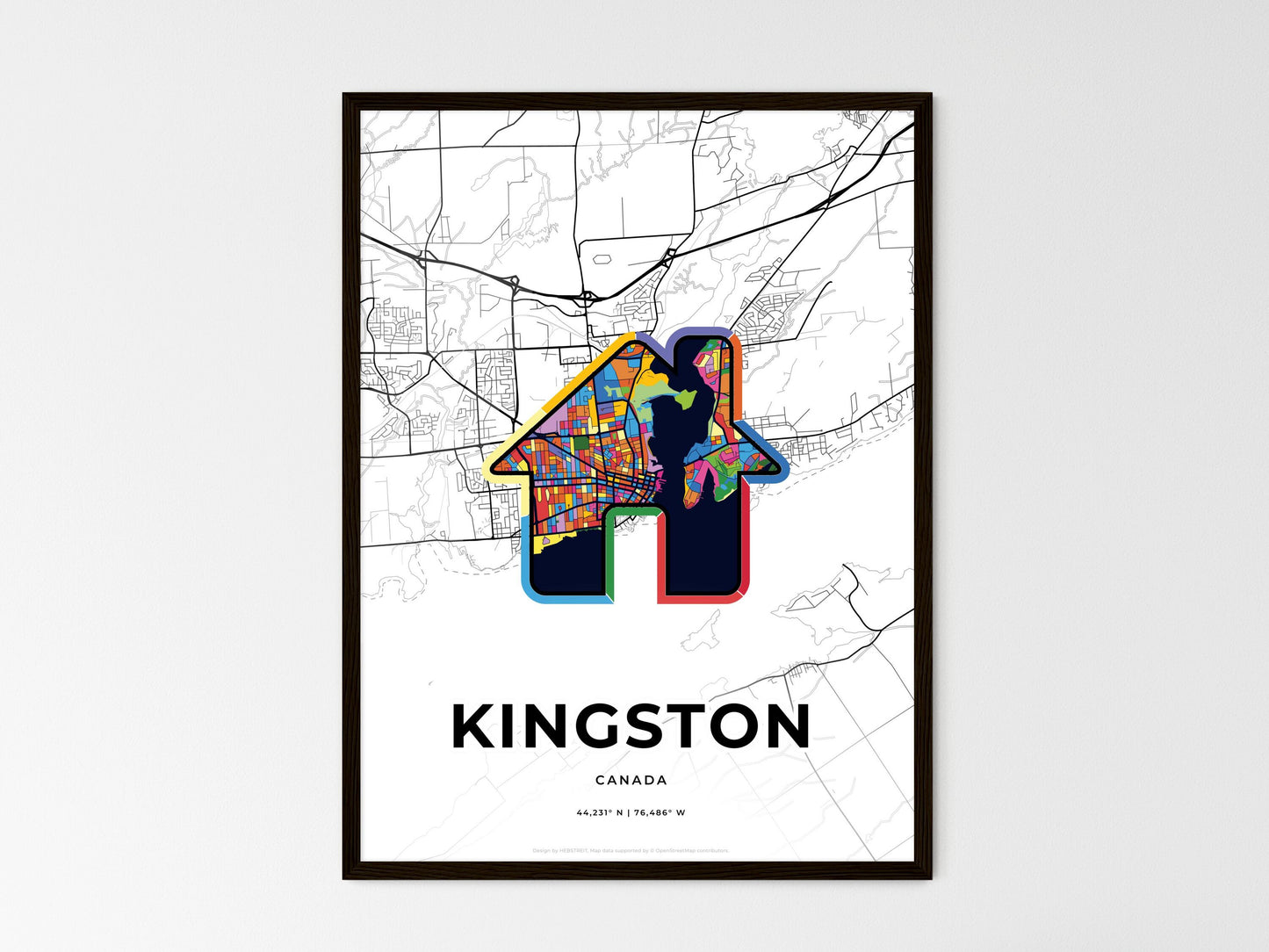 Kingston Canada wedding art map with home icon