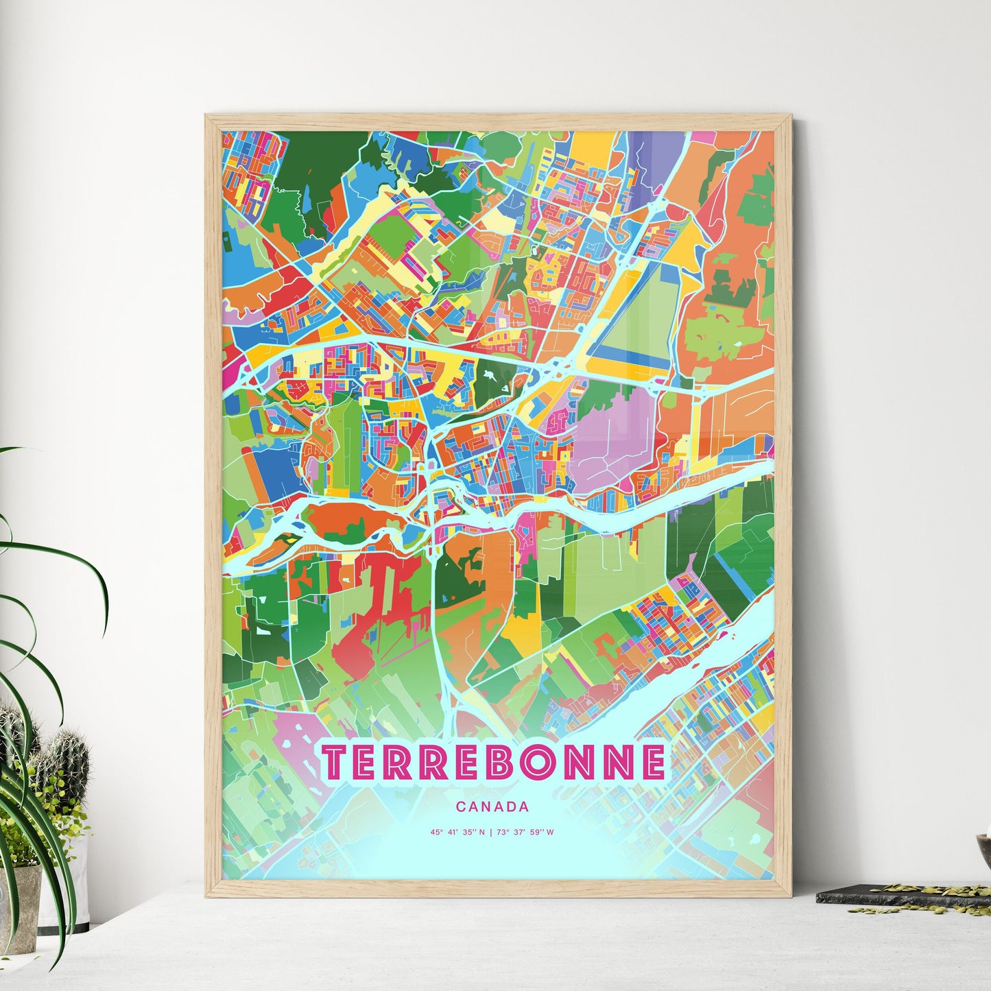 Colorful TERREBONNE CANADA Fine Art Map Crazy Colors