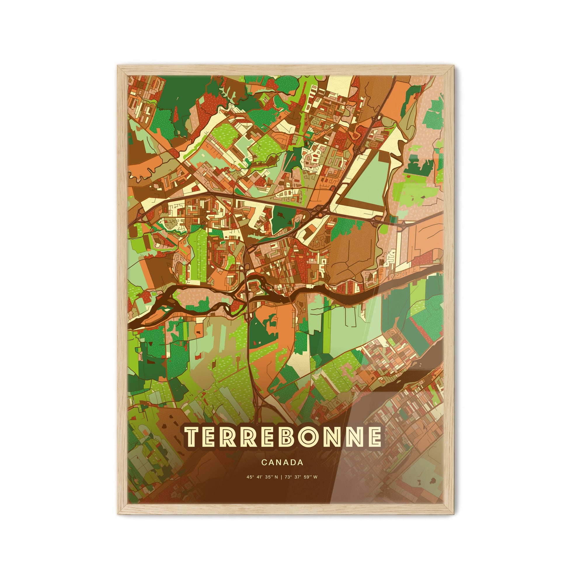 Colorful TERREBONNE CANADA Fine Art Map Farmhouse