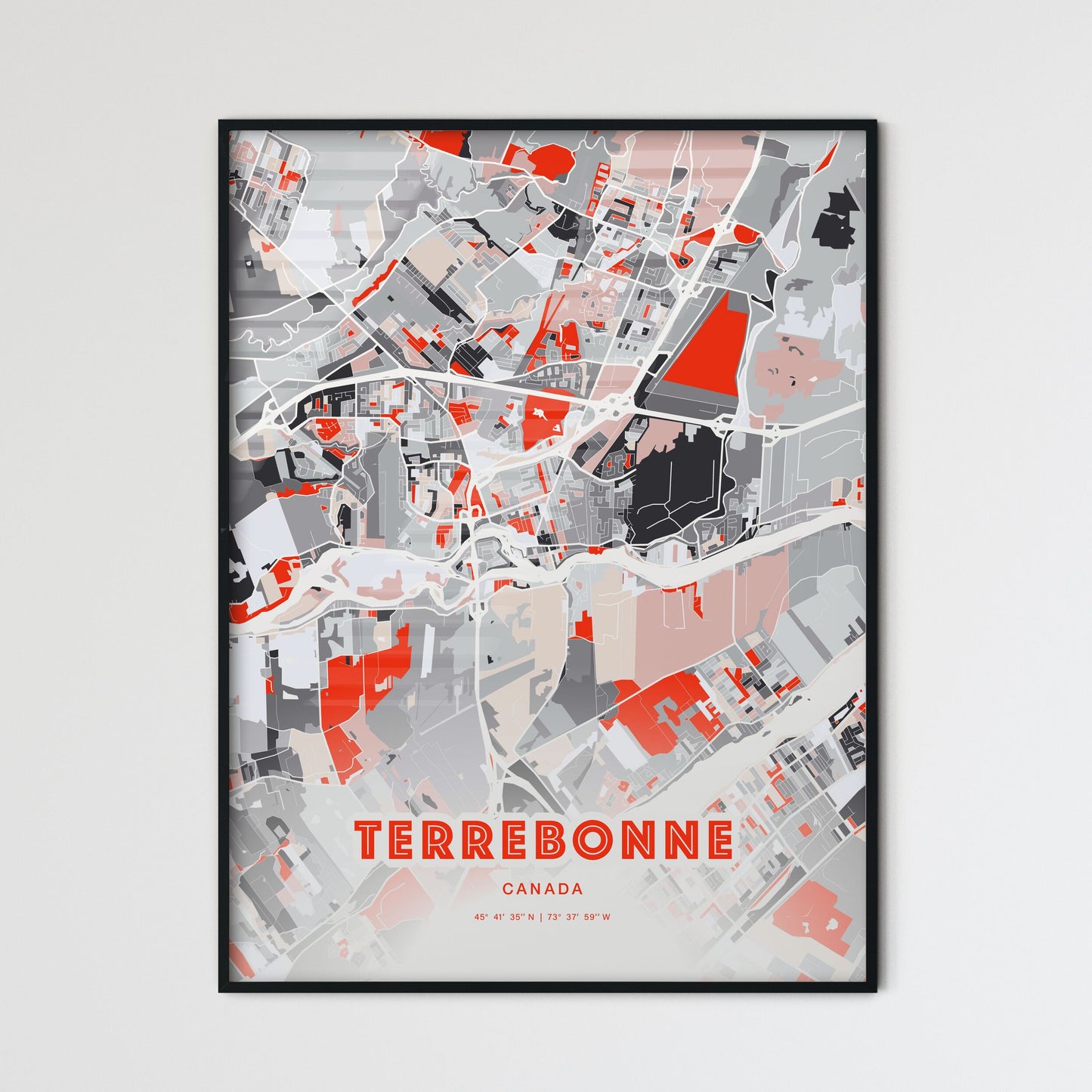 Colorful TERREBONNE CANADA Fine Art Map Modern