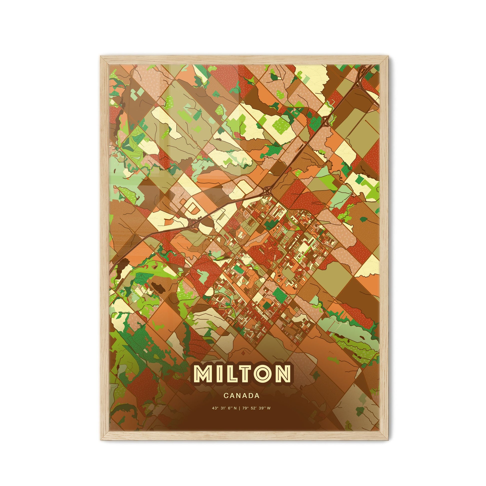 Colorful MILTON CANADA Fine Art Map Farmhouse