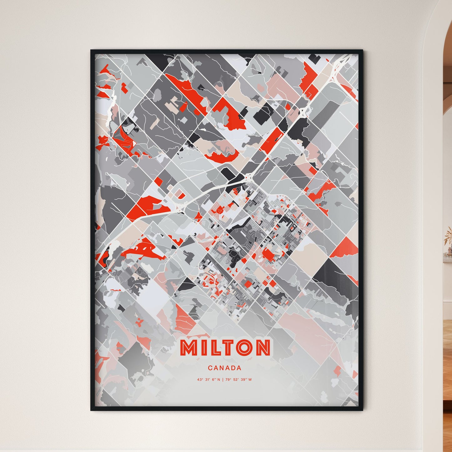 Colorful MILTON CANADA Fine Art Map Modern