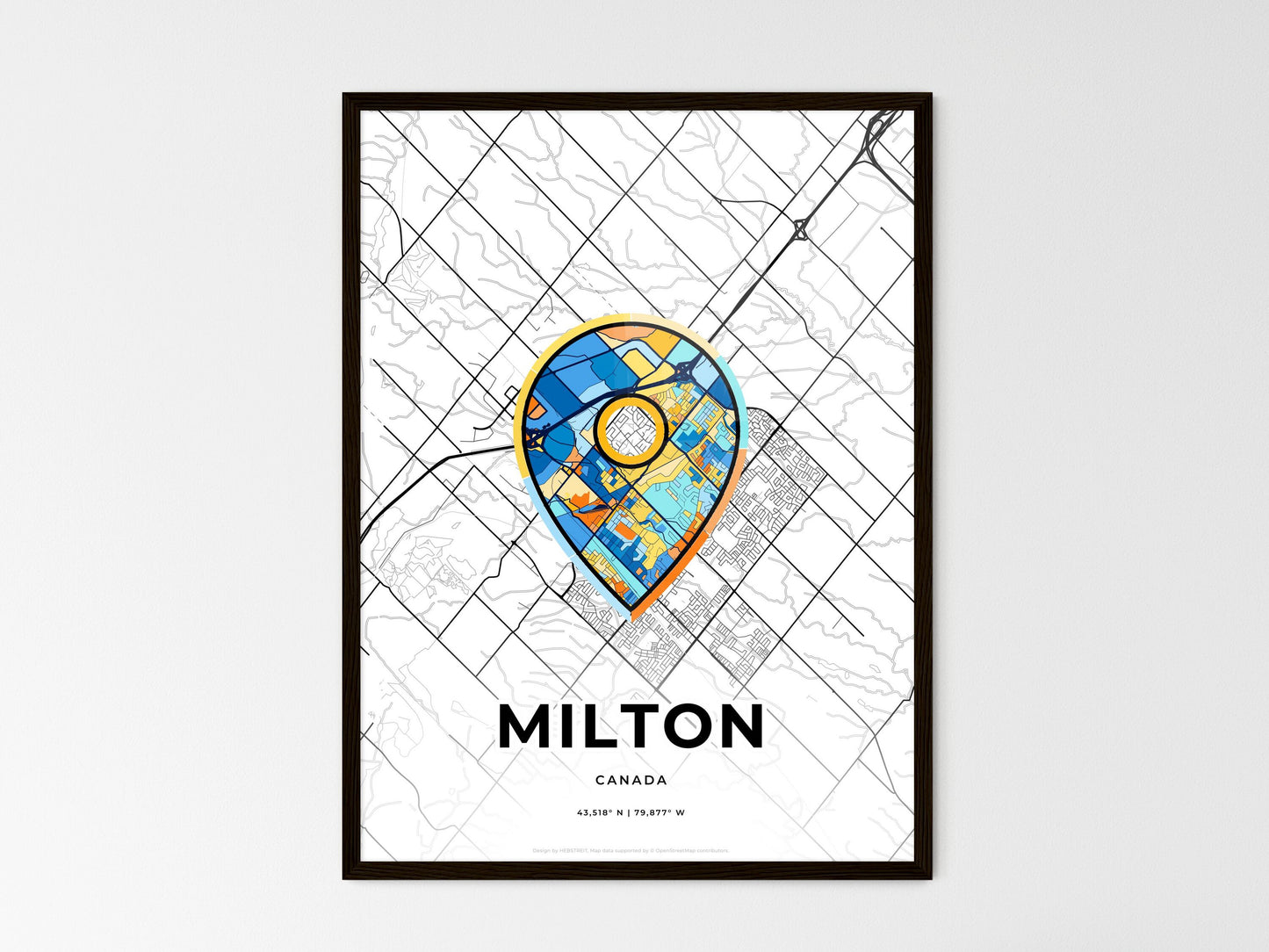 Milton Canada wedding art map with pointer icon