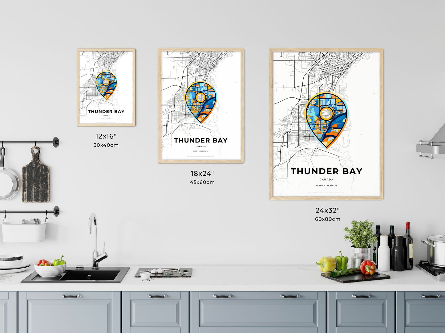 Thunder Bay Canada art map size chart