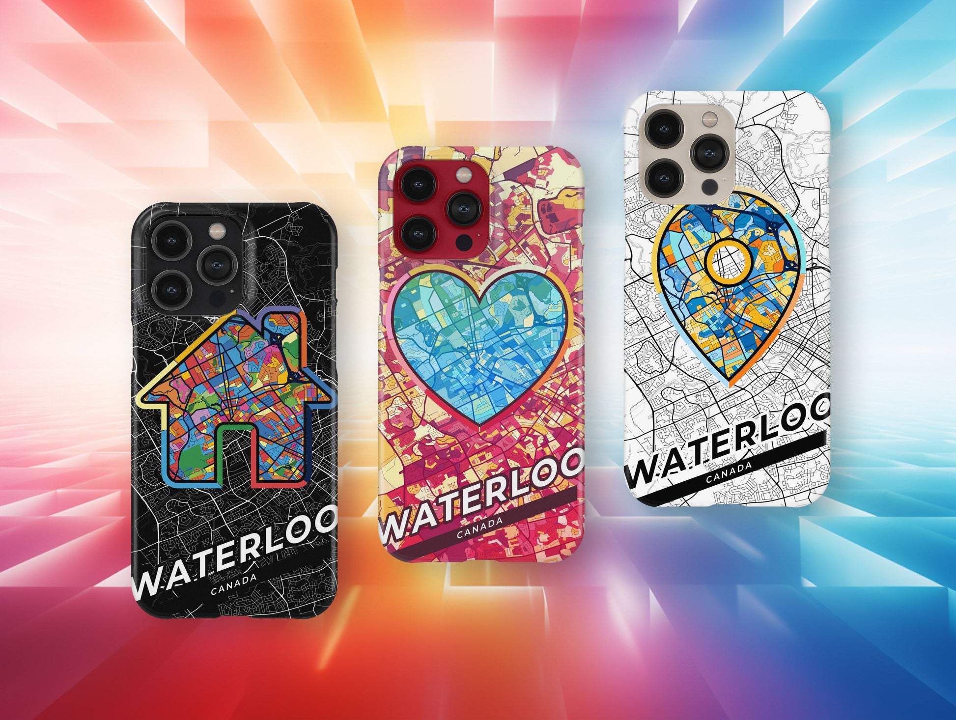 Waterloo Canada slim phone case with colorful icon