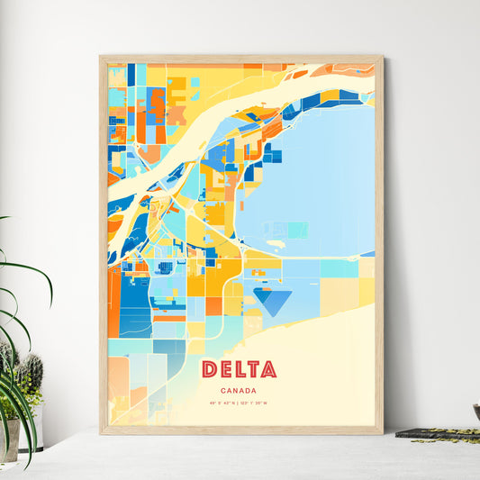 Colorful DELTA CANADA Fine Art Map Blue Orange