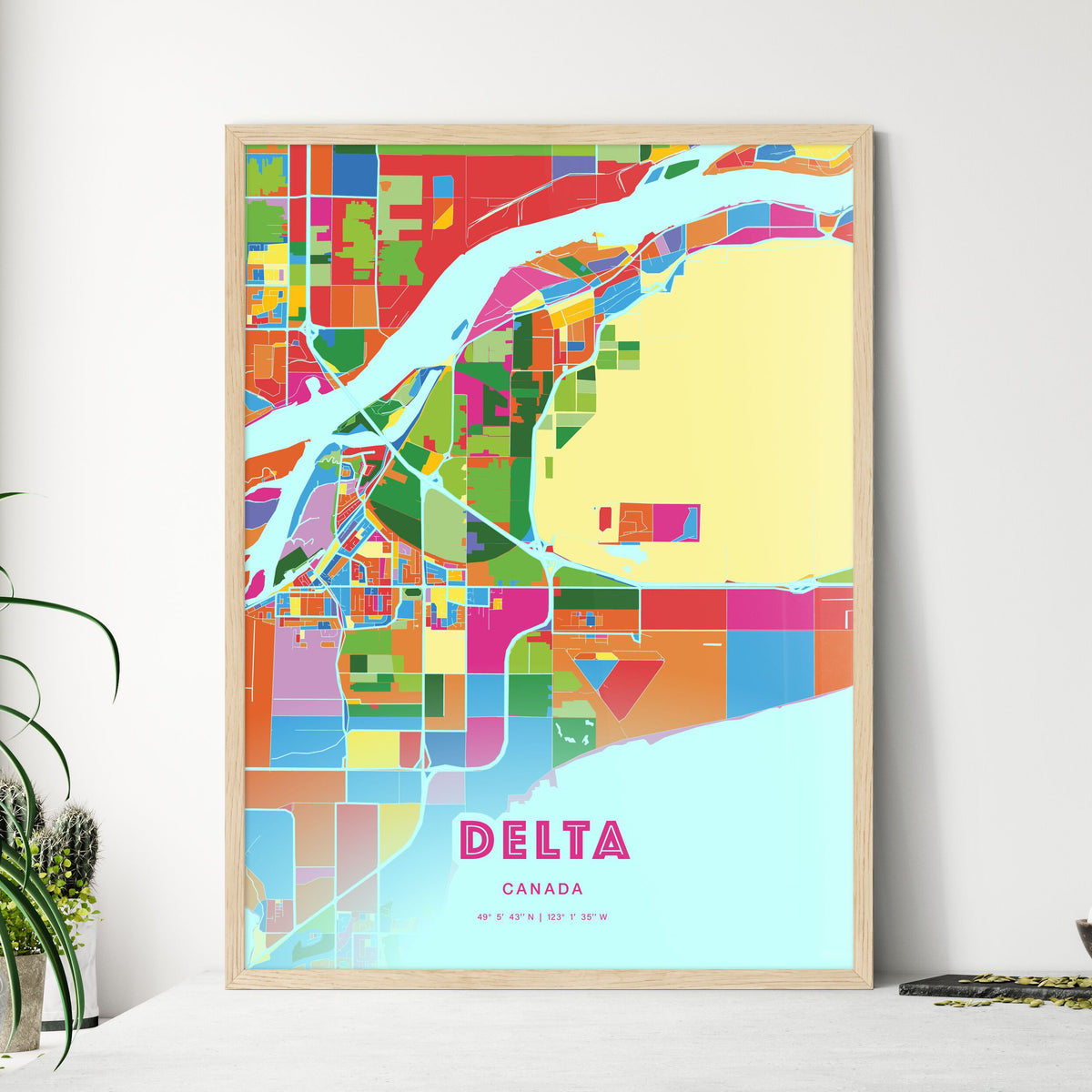 Colorful DELTA CANADA Fine Art Map Crazy Colors