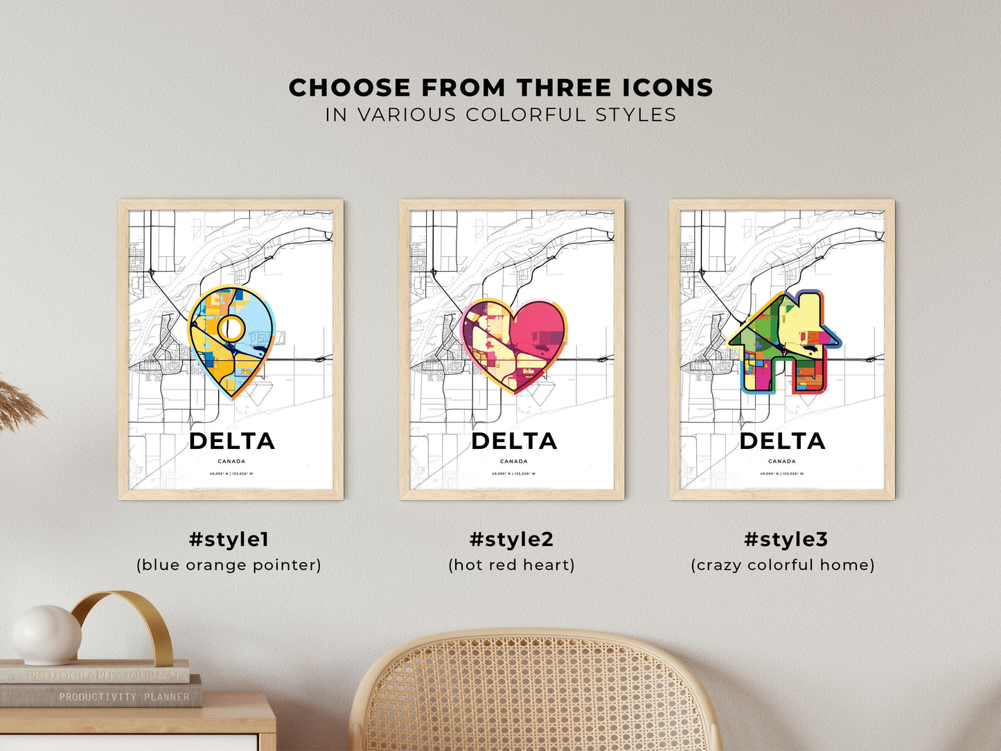 Delta Canada maps with colorful icons