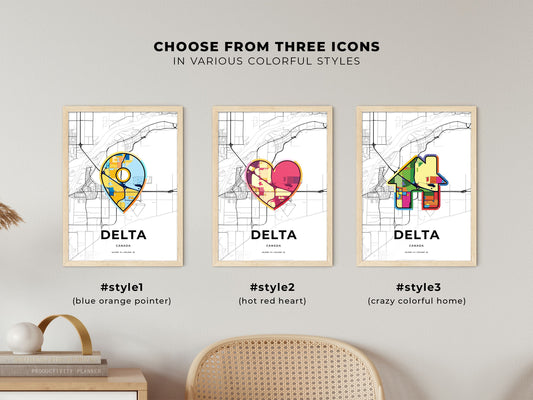Delta Canada maps with colorful icons