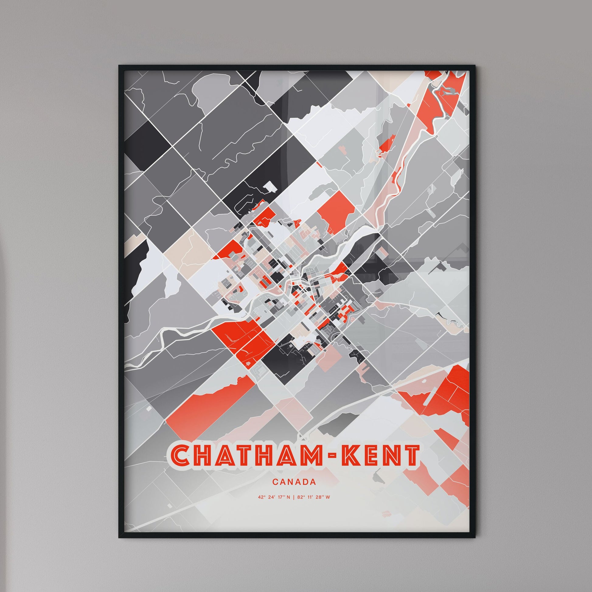 Colorful CHATHAM-KENT CANADA Fine Art Map Modern