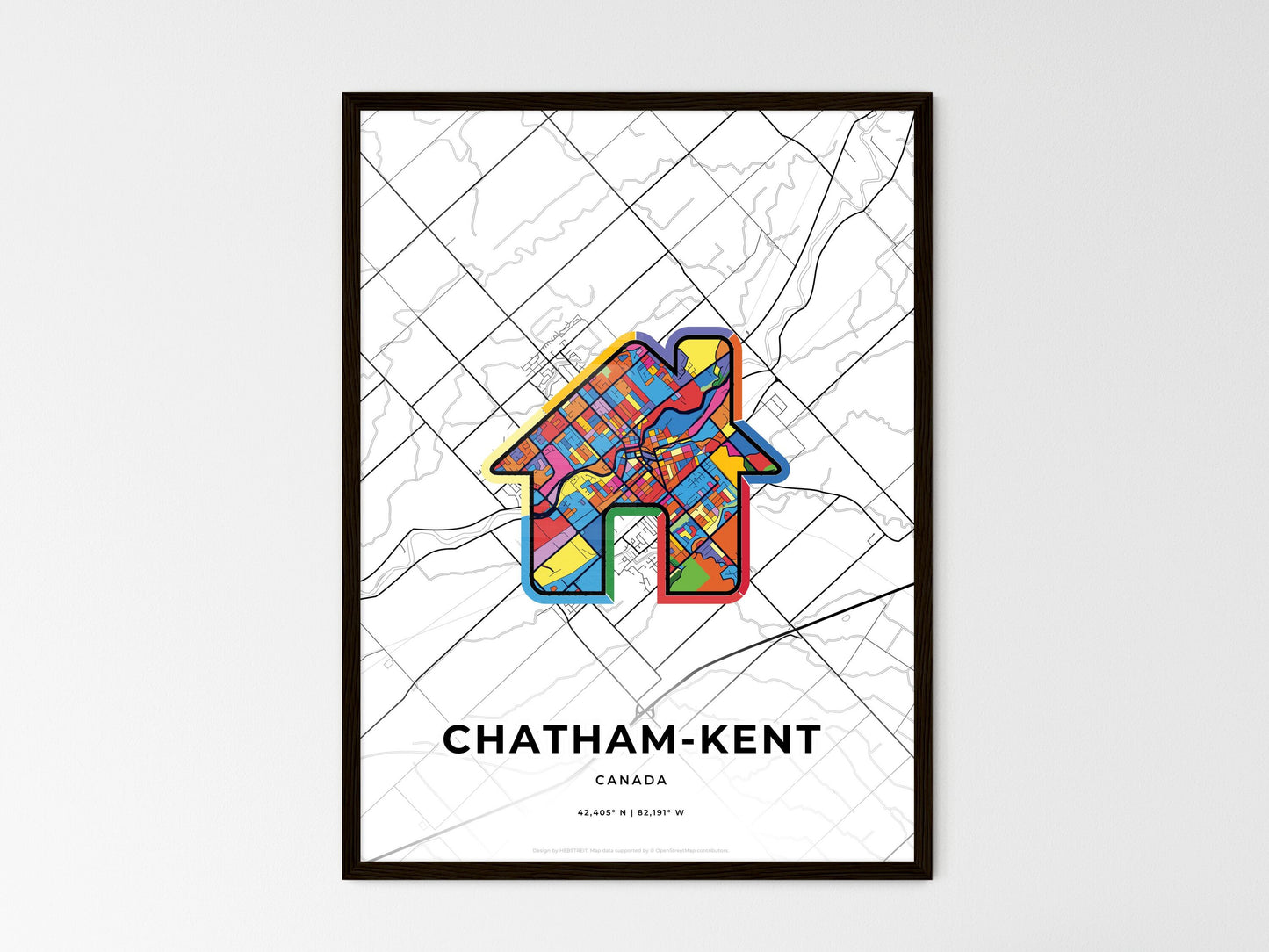 Chatham-Kent Canada wedding art map with home icon