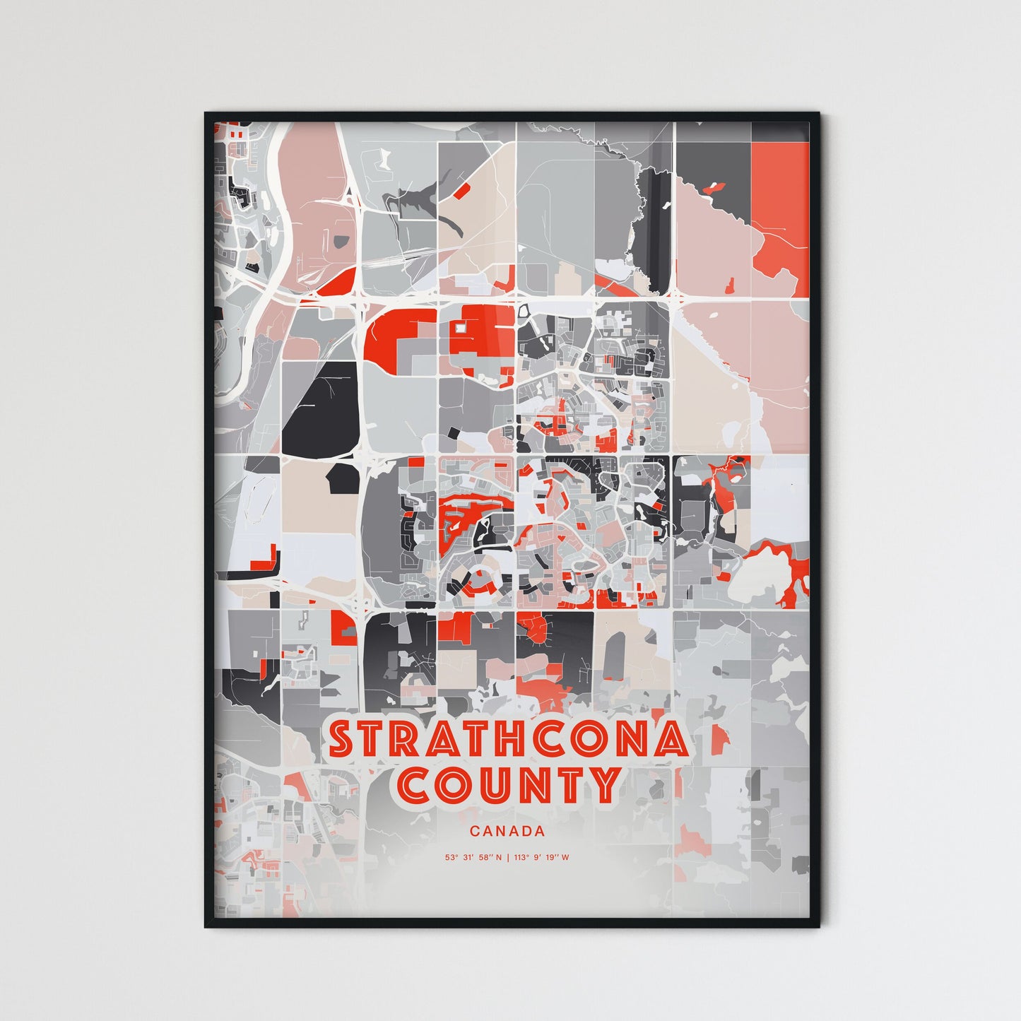 Colorful STRATHCONA COUNTY CANADA Fine Art Map Modern