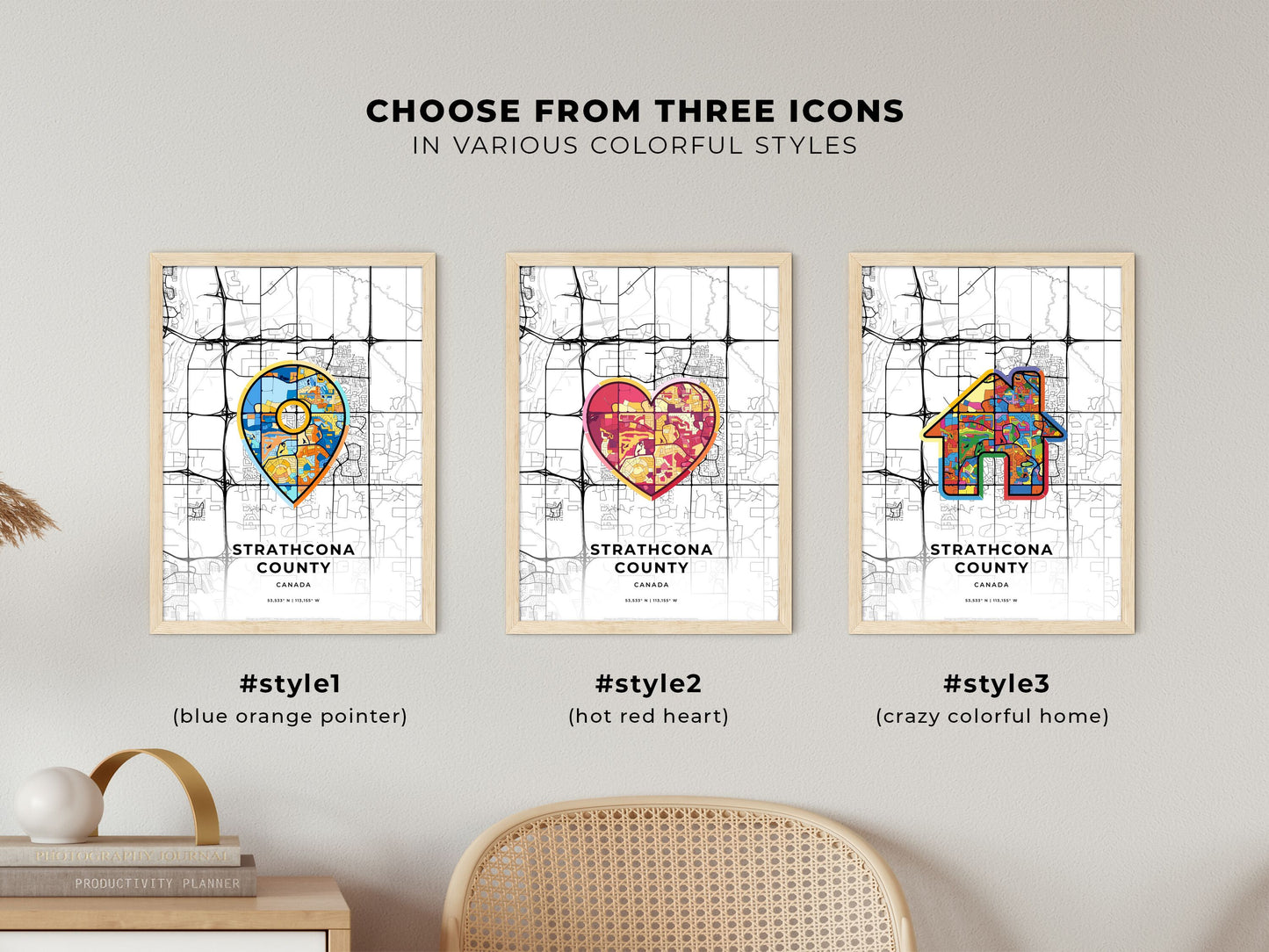 Strathcona County Canada maps with colorful icons