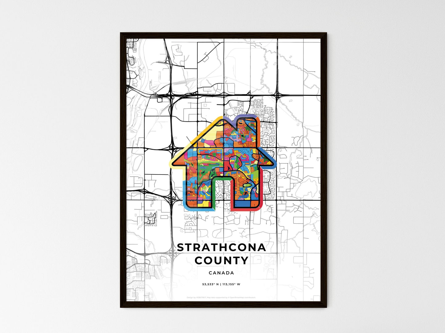 Strathcona County Canada wedding art map with home icon
