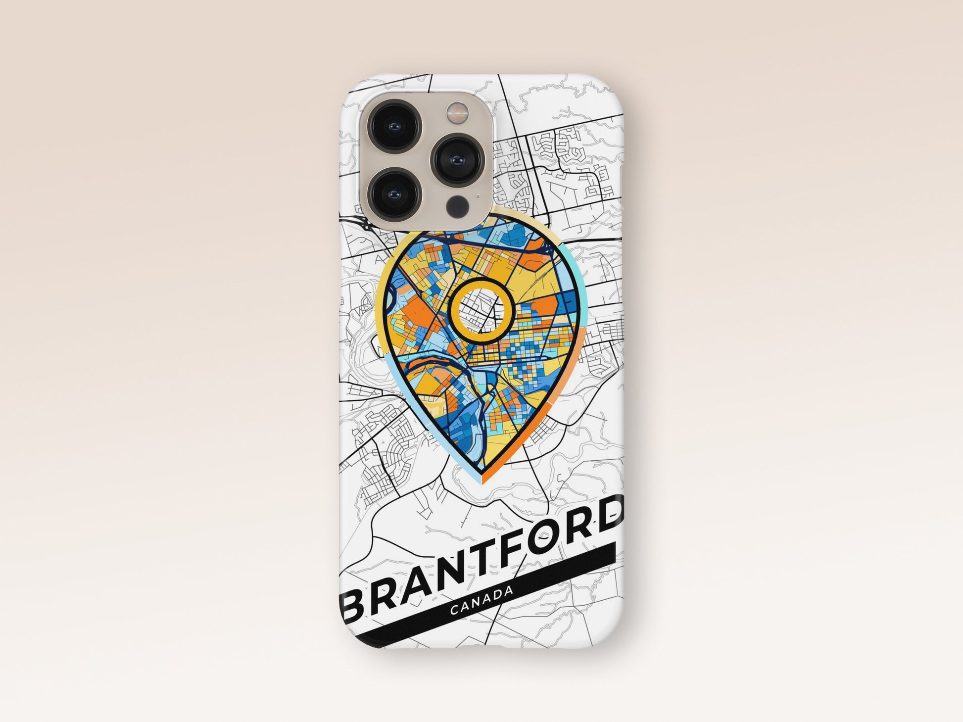 Brantford Canada slim phone case with colorful icon. Birthday, wedding or housewarming gift. Couple match cases. 1