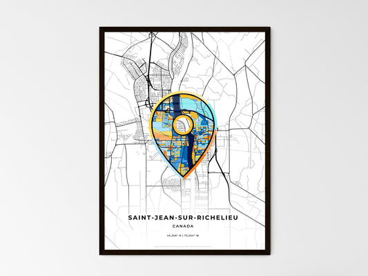 Saint-Jean-Sur-Richelieu Canada wedding art map with pointer icon