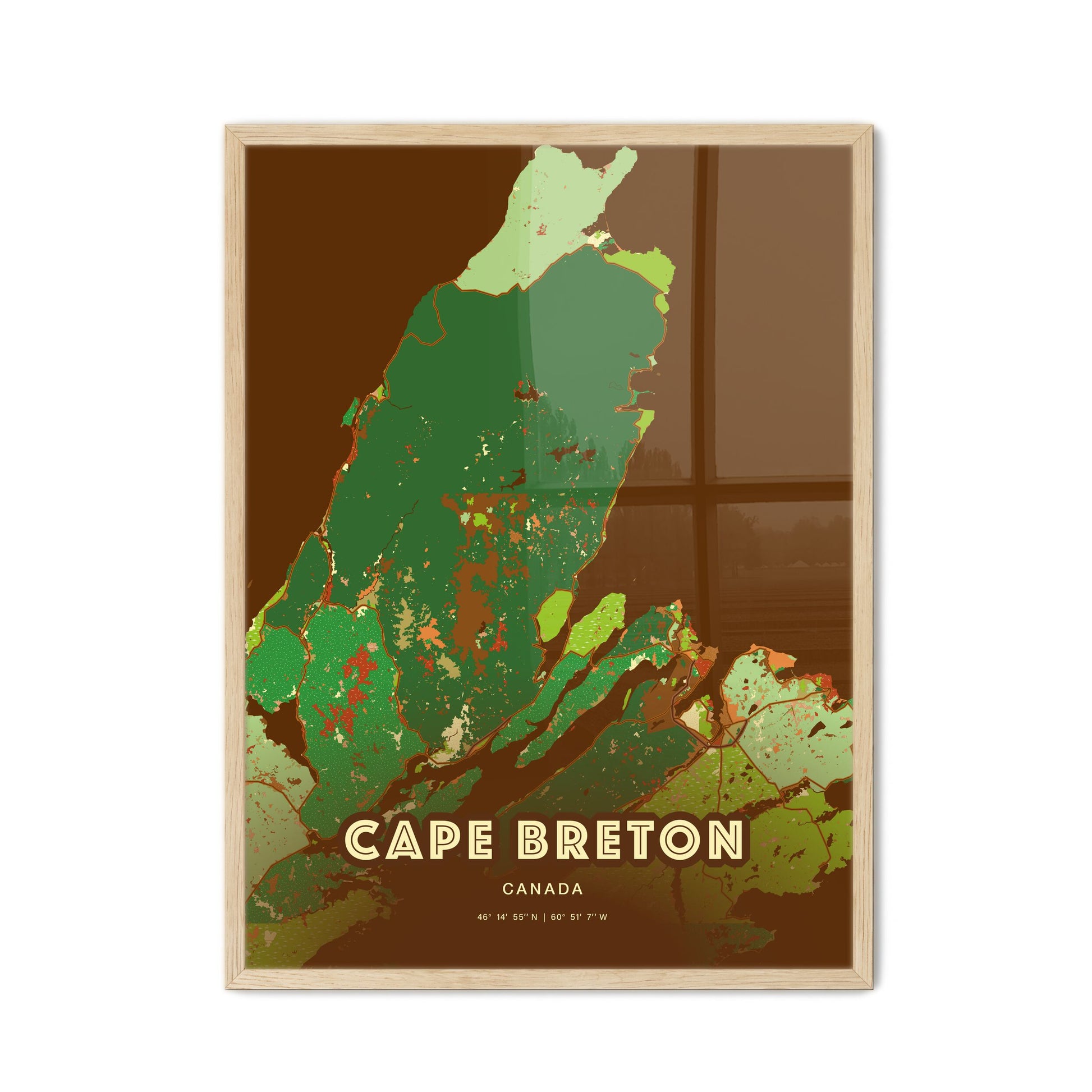 Colorful CAPE BRETON CANADA Fine Art Map Farmhouse
