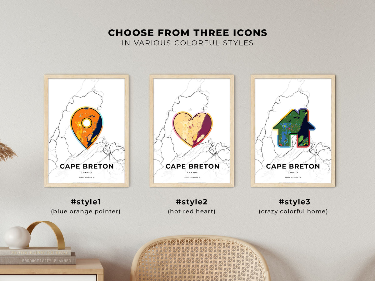 Cape Breton Canada maps with colorful icons