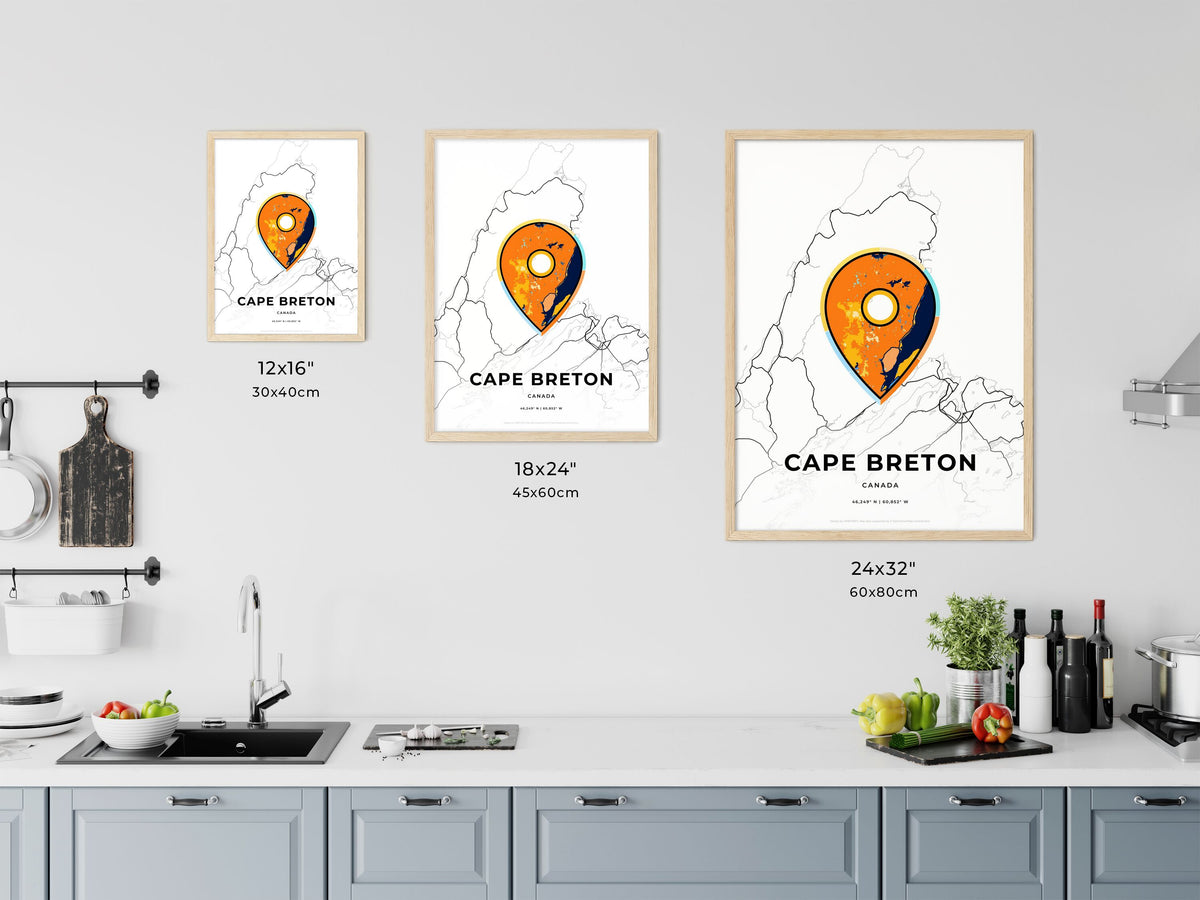 Cape Breton Canada art map size chart