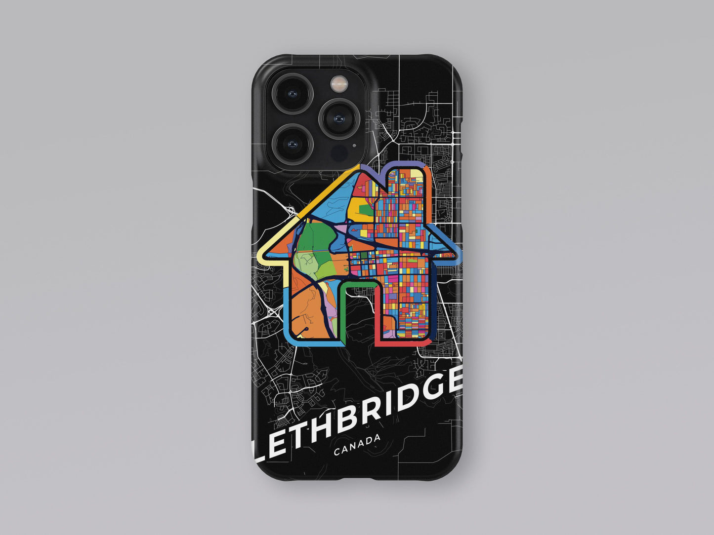 Lethbridge Canada slim phone case with colorful icon. Birthday, wedding or housewarming gift. Couple match cases. 3