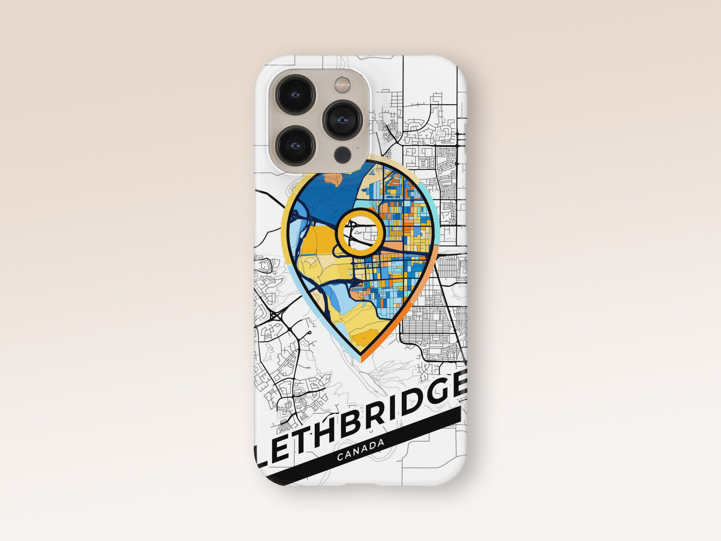 Lethbridge Canada slim phone case with colorful icon. Birthday, wedding or housewarming gift. Couple match cases. 1