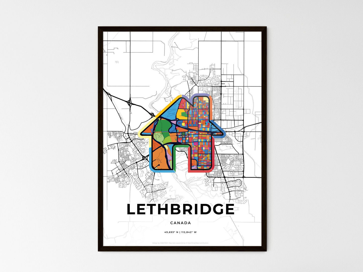 Lethbridge Canada wedding art map with home icon