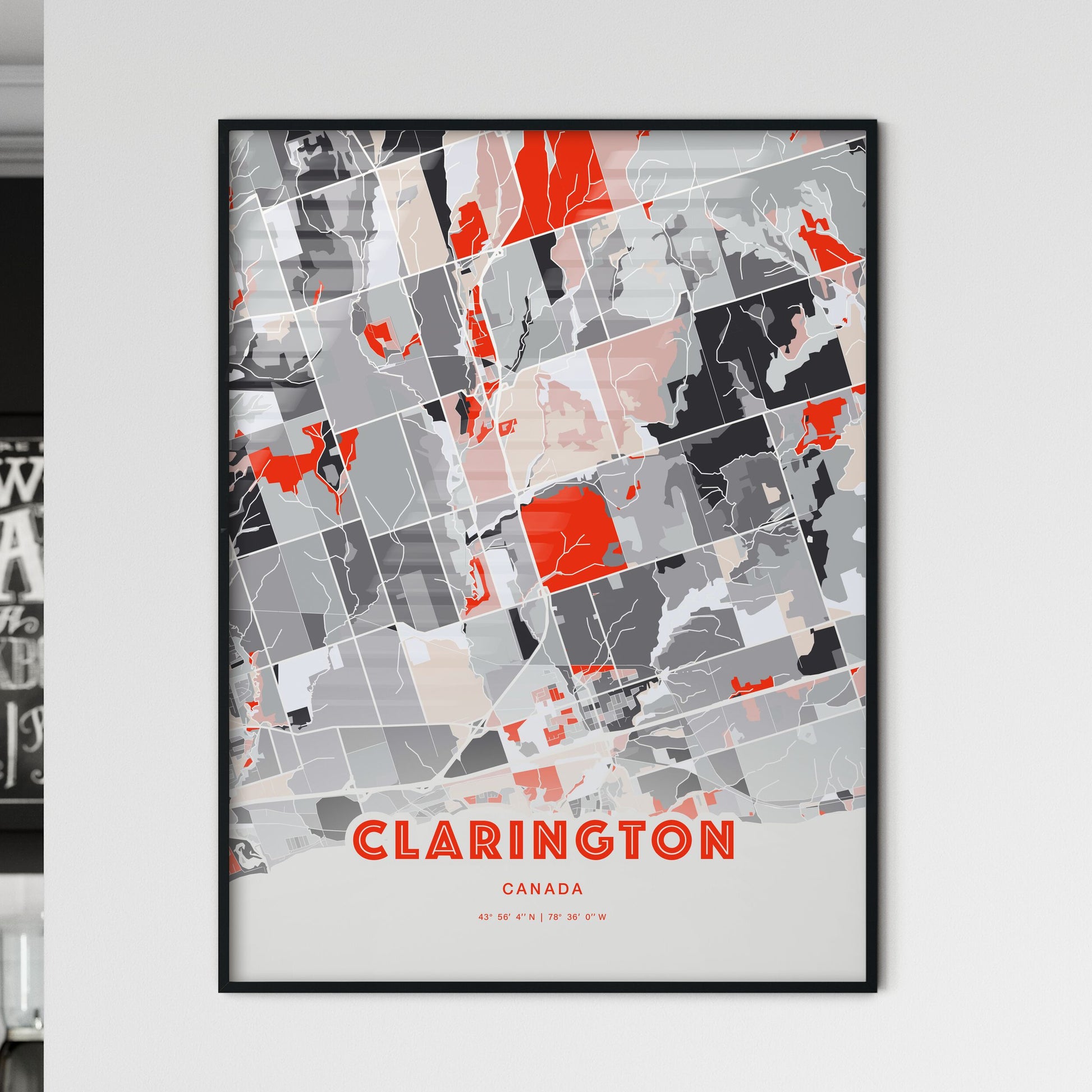 Colorful CLARINGTON CANADA Fine Art Map Modern